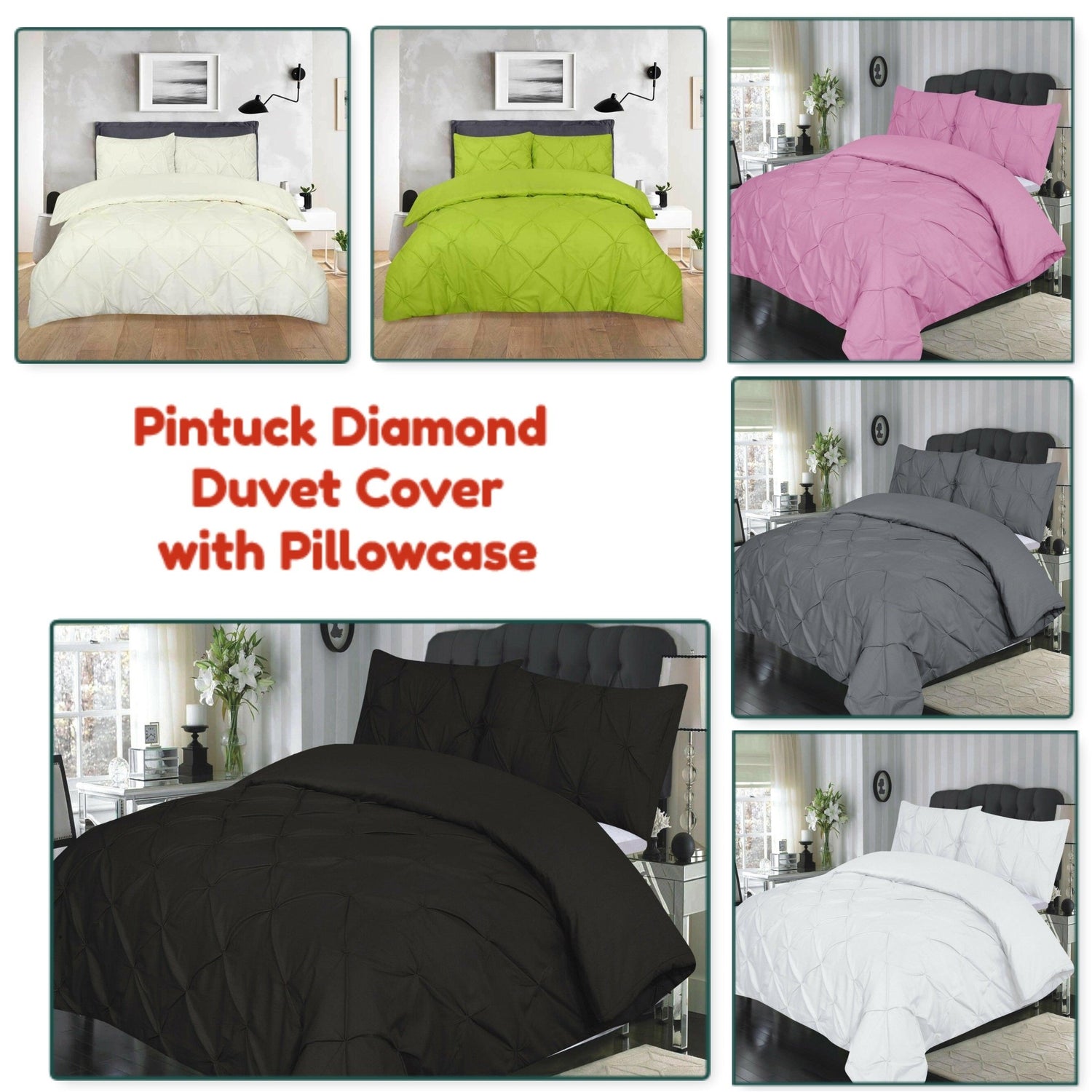 Pintuck Diamond Quilt Duvet Cover Bedding Set - Arlinens