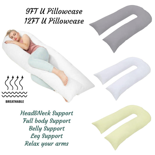 9Ft/12Ft U Pillowcase Full Body Support Maternity Pregnancy Support Pillowcase - Arlinens