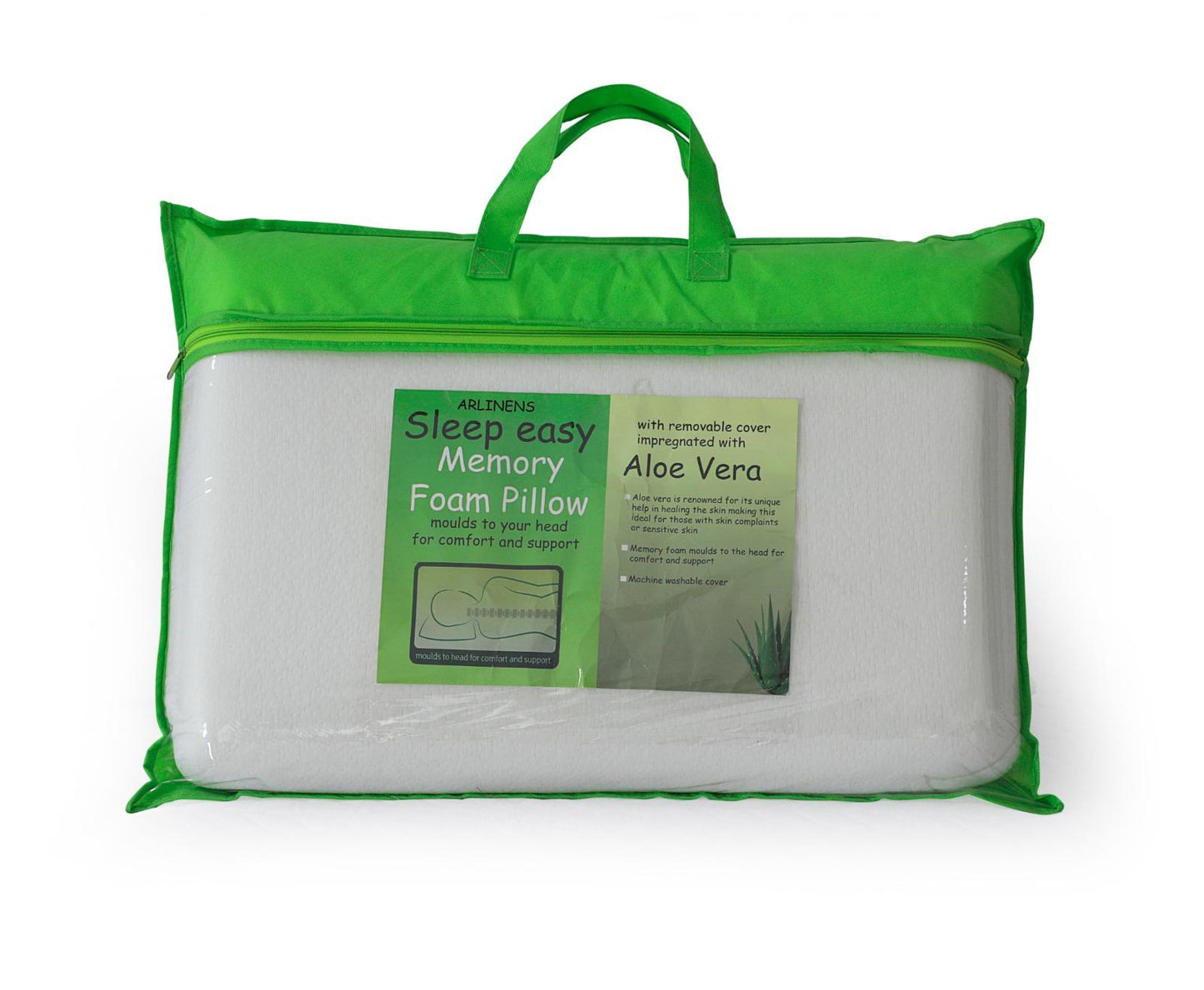 ARLINENS Natural Aloe Vera Memory Foam Pillows Extra Fill Memory Foam For Neck & Body Support (PACK OF 1,2,4) - Arlinens