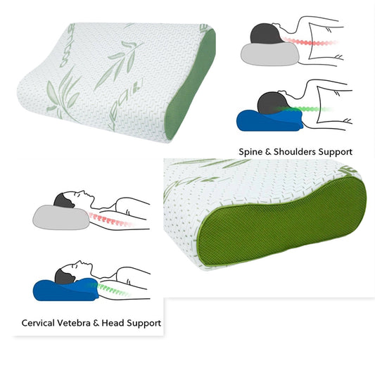 Contour Bamboo Pillow Memory Foam Orthopedic Head Neck Support Pillow - Arlinens