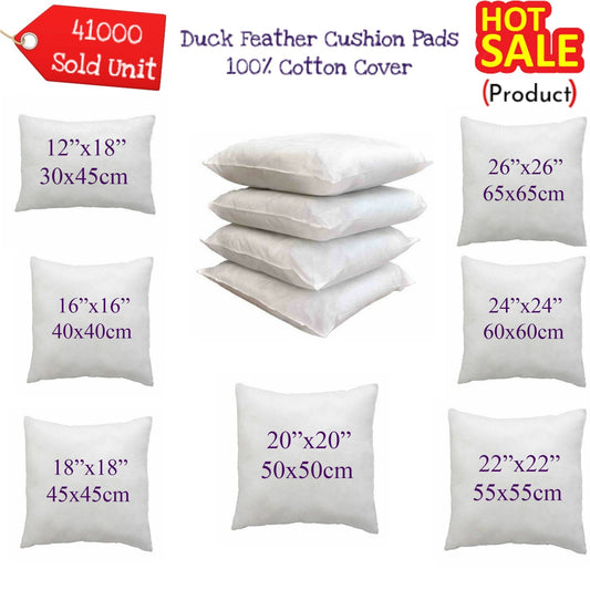 Duck Feather Cushion Pads OR Hollow fiber Cushion Inner Inserts Fillers - Arlinens