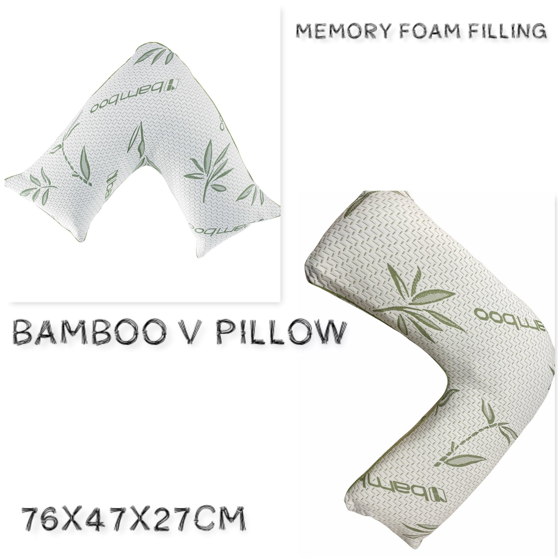 Luxury V - shaped Bamboo Pillow, Shredded Memory Foam Pillow With Removable cover - Arlinens