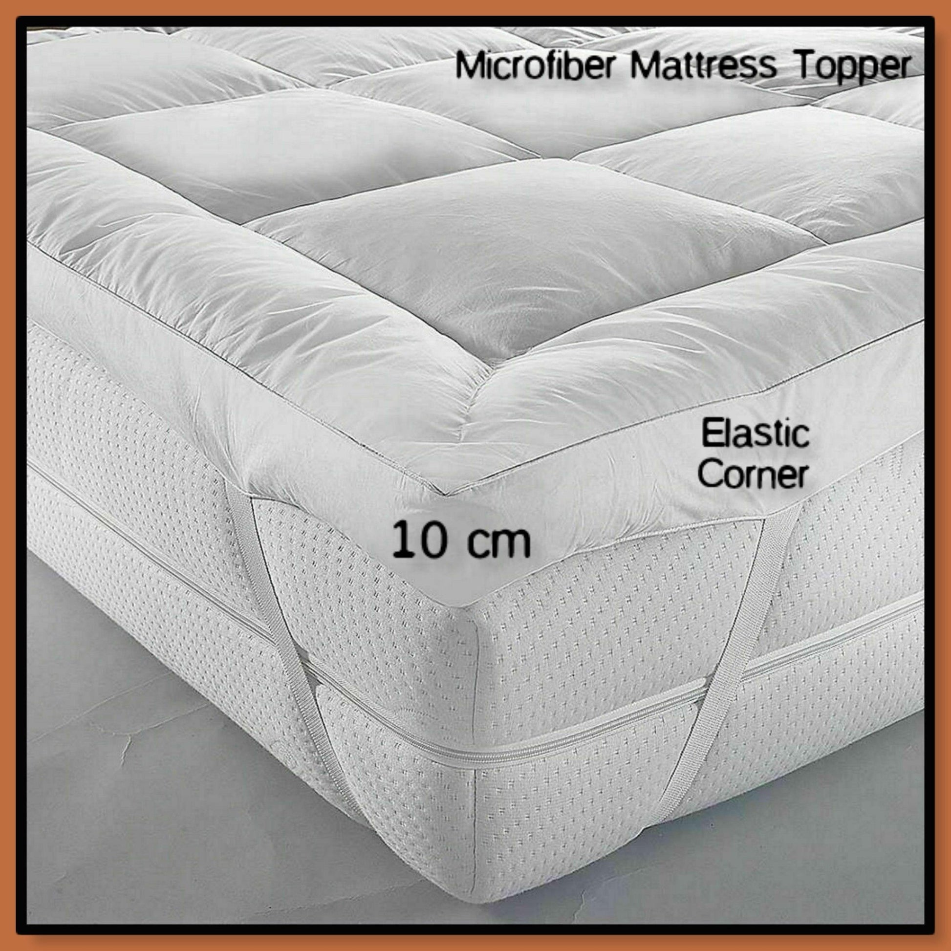 Microfibre Mattress Topper 10cm/4''Deep Protector Elastic Corner Straps All Size - Arlinens