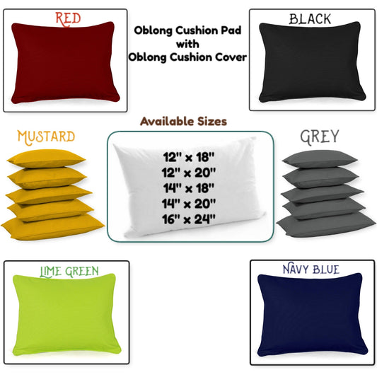 Oblong Rectangular Hollowfiber Cushion Pads Insert Fillers With FREE Cushion Cover - Arlinens