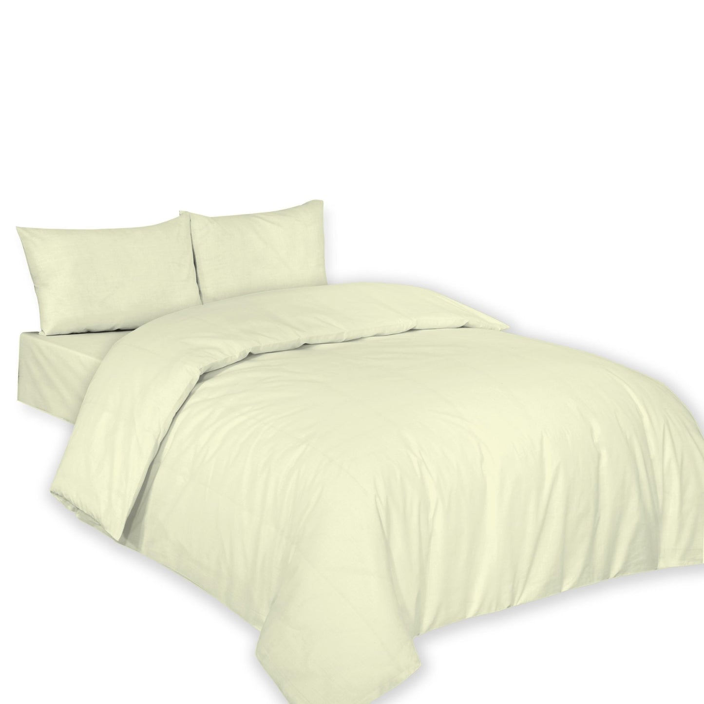 Polycotton Plain Dyed Duvet Cover with Matching Pillowcases Bedding Set All Size - Arlinens