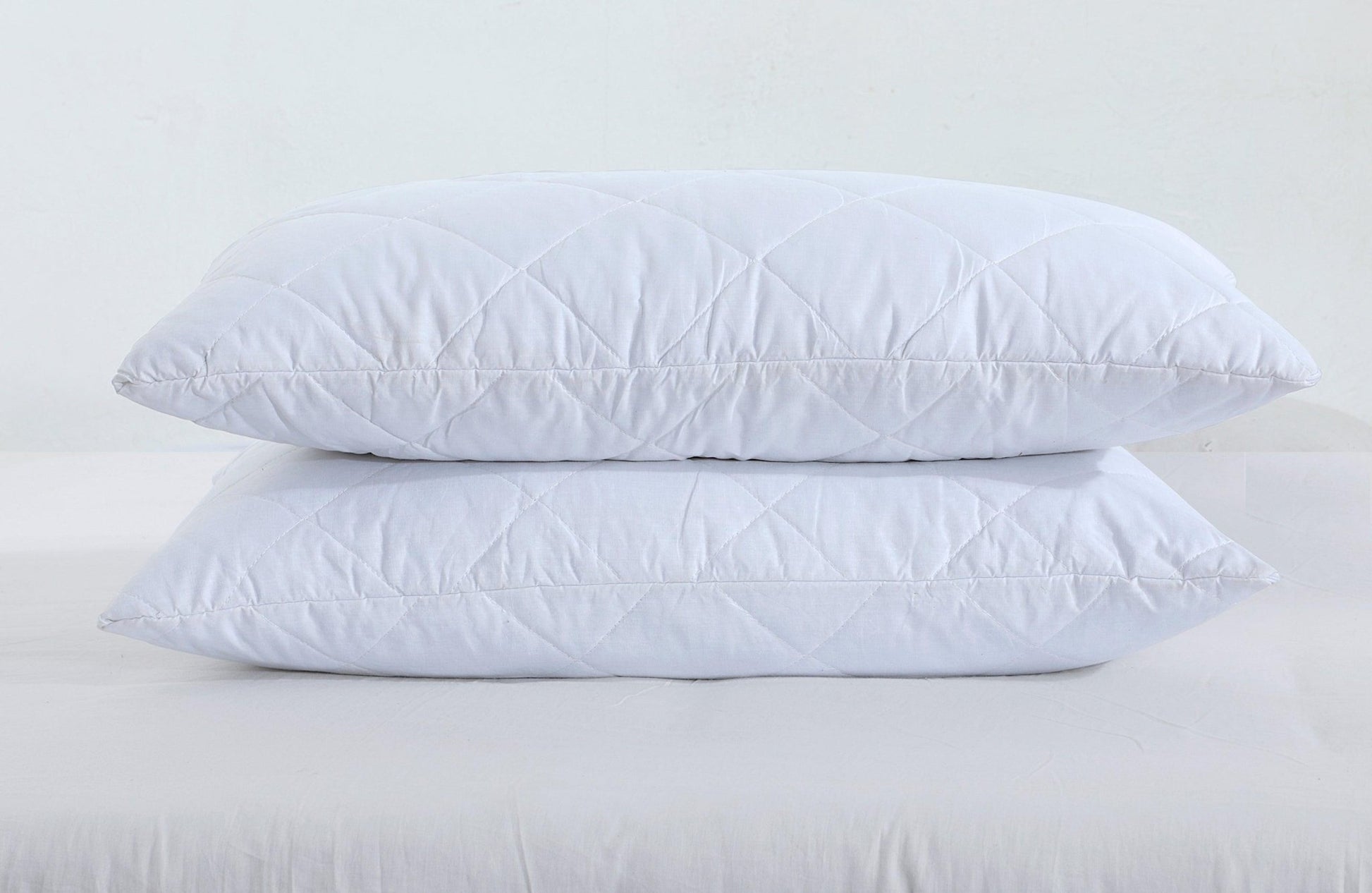 Quilted Pillow Protectors Polycotton Zipped Entry Anti - Bacterial Cover Pack of 2, 4 - Arlinens