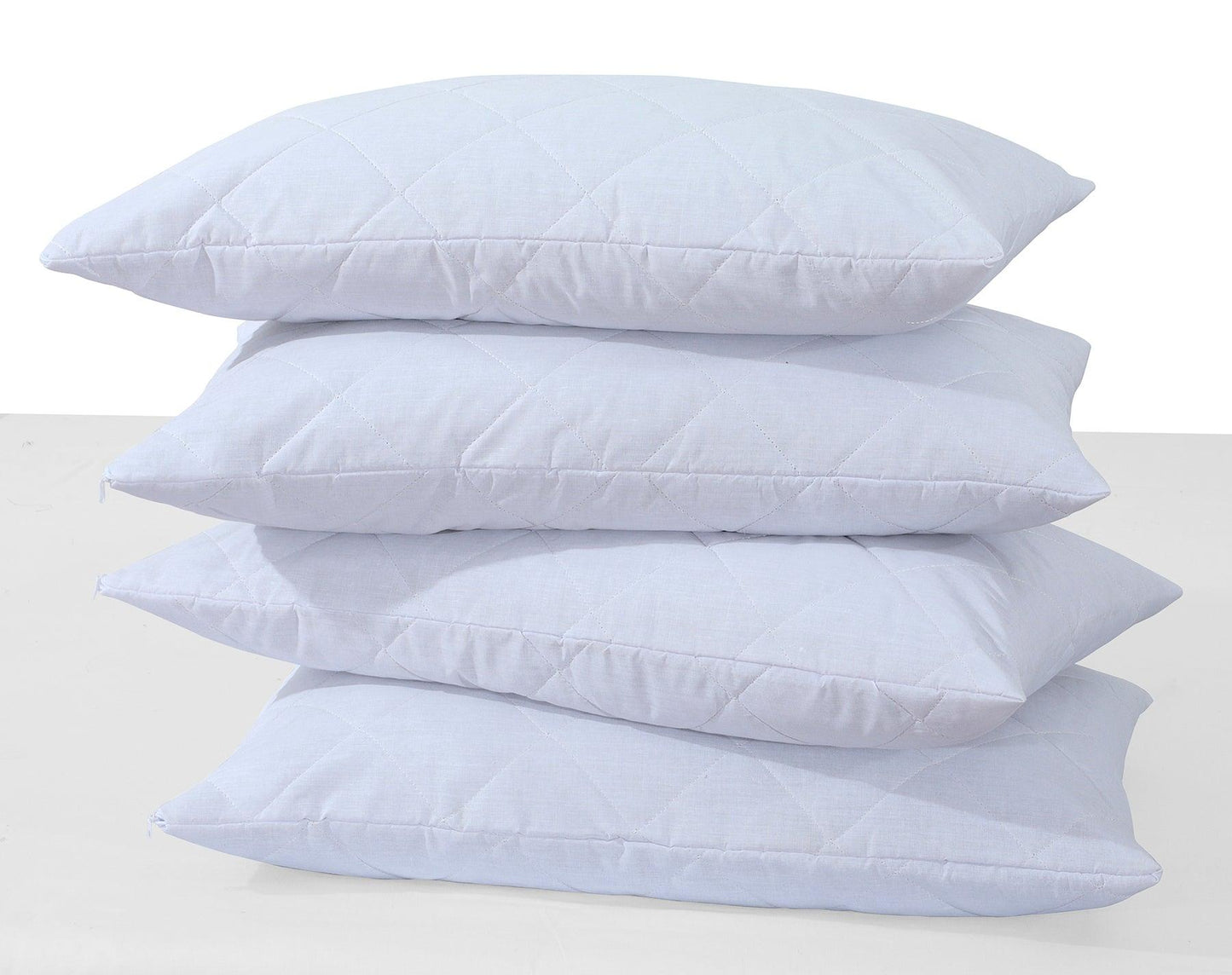 Quilted Pillow Protectors Polycotton Zipped Entry Anti - Bacterial Cover Pack of 2, 4 - Arlinens