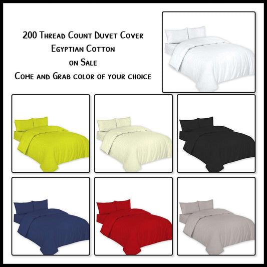 T200 Egyptian Cotton Duvet Cover with Pillowcases Bedding Set Single Double King - Arlinens